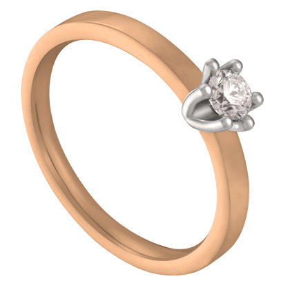 Deze strak vormgegeven solitairring is door onze goudsmeden voorzien van een elegante zespoots zetting waarin onze diamantzetters een prachtige briljant van 0,15 ct. hebben geplaatst.