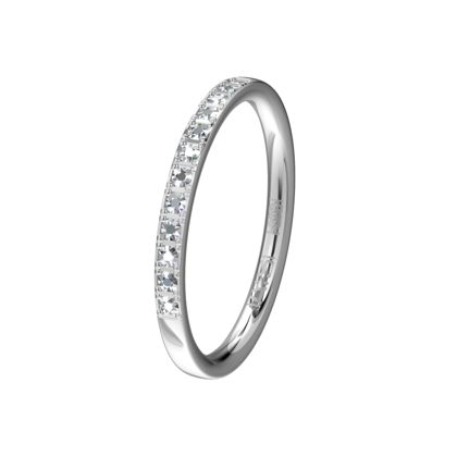 Een elegante witgoudpalladium aanschuifring voor éénderde deel volgezet met briljanten. Een perfecte combinatie met bijvoorbeeld een Memoirering.