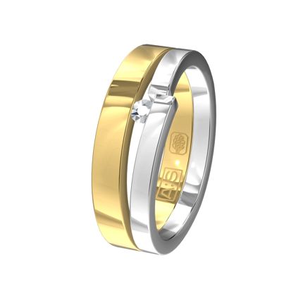 Hier gaat je hart toch sneller van kloppen? In deze bicolor ring glimt één briljant je toe!