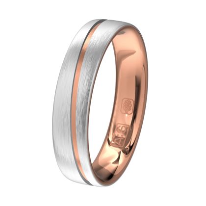 Wil je witgoud en roodgoud? In deze moderne en strakke ring zijn beide kleuren verwerkt